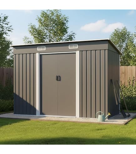 Amazon | 物置 屋外 大型 スチール製 幅195×奥行150×高180cm 引き戸